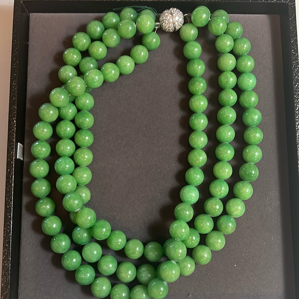 Turq Triple Strand Beaded Necklace 20 long